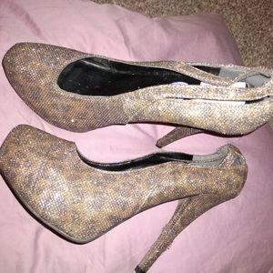 Leopard glitter heels